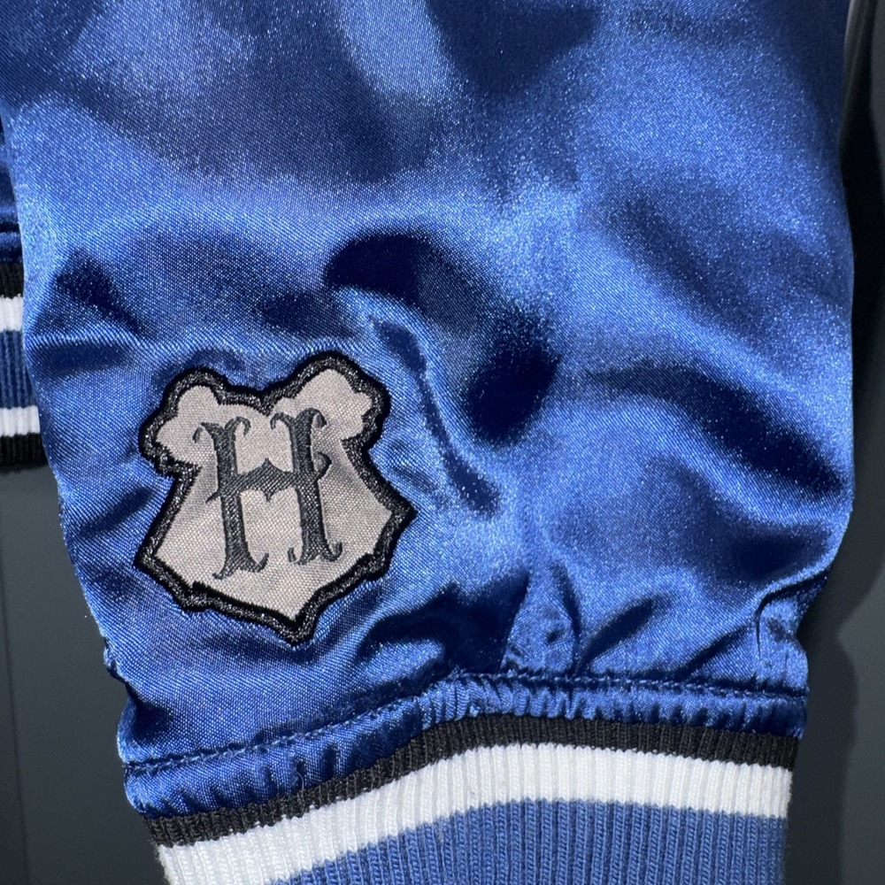 Harry Potter Blue Hooded Jacket Ravenclaw logo Varsity Letterman Mens Large - Picture 6 of 8